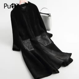 Pudi Women Winter Real Wool Fur Coat Jacket Over Size Parka Lady Fashion Genuine Fur Coats Outwear A68290