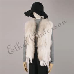 ETHEL ANDERSON Genuine Rabbit Fur Vest Gilet Tassels High Quality Real Fur Kintted Waistcoat Vtg Raccoon Fur Collar Outwear Top