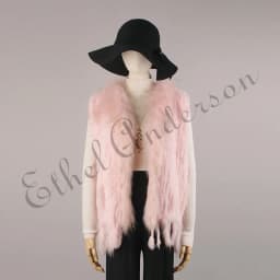 ETHEL ANDERSON Genuine Rabbit Fur Vest Gilet Tassels High Quality Real Fur Kintted Waistcoat Vtg Raccoon Fur Collar Outwear Top