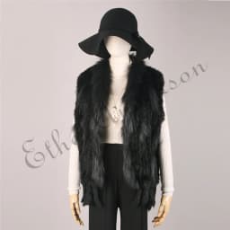 ETHEL ANDERSON Genuine Rabbit Fur Vest Gilet Tassels High Quality Real Fur Kintted Waistcoat Vtg Raccoon Fur Collar Outwear Top