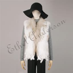 ETHEL ANDERSON Genuine Rabbit Fur Vest Gilet Tassels High Quality Real Fur Kintted Waistcoat Vtg Raccoon Fur Collar Outwear Top
