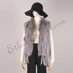 ETHEL ANDERSON Genuine Rabbit Fur Vest Gilet Tassels High Quality Real Fur Kintted Waistcoat Vtg Raccoon Fur Collar Outwear Top