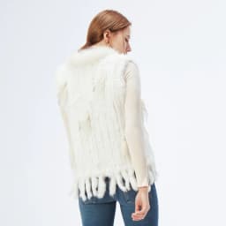 ETHEL ANDERSON Genuine Rabbit Fur Vest Gilet Tassels High Quality Real Fur Kintted Waistcoat Vtg Raccoon Fur Collar Outwear Top