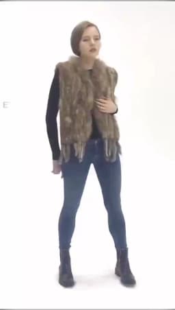 ETHEL ANDERSON Genuine Rabbit Fur Vest Gilet Tassels High Quality Real Fur Kintted Waistcoat Vtg Raccoon Fur Collar Outwear Top