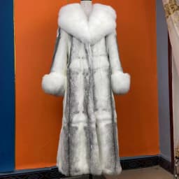 Hot Selling Women Natural Rabbit Fur Jacket Winter Real Fur Coat Fashion Fox Fur Turn-Down Collar Thick Warm Streetwear