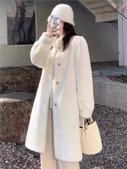 Warm Faux Mink Collar Thickened Long Coat Women's Loose Fit Mid-Length Elegant Fluffy Outerwear for Winter Outdoor Youth