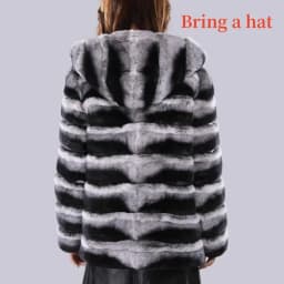 2024 New women's Chinchilla striped jacket Real Rex Rabbit fur fur all-in-one fur coat coat length 60cm package mail winter thic