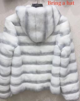 2024 New women's Chinchilla striped jacket Real Rex Rabbit fur fur all-in-one fur coat coat length 60cm package mail winter thic