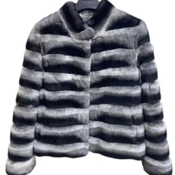 2024 New women's Chinchilla striped jacket Real Rex Rabbit fur fur all-in-one fur coat coat length 60cm package mail winter thic