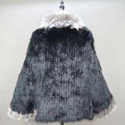 Fashion New Style Real Genuine Natural Knitted Rabbit Fur Shawl Coat With Fox Fur Collar Women's Fashion Knit Jacket Cape