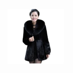Hot Sale Women Winter Long Style 100% Real Rabbit Fur Coat with Fox Fur Collar Warm Thick Rabbit Fur Jacket Female Real Fur Coat