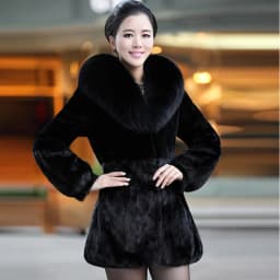 Hot Sale Women Winter Long Style 100% Real Rabbit Fur Coat with Fox Fur Collar Warm Thick Rabbit Fur Jacket Female Real Fur Coat
