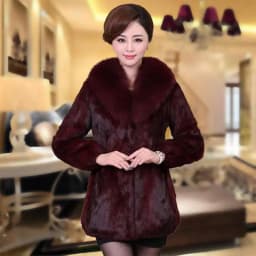 Hot Sale Women Winter Long Style 100% Real Rabbit Fur Coat with Fox Fur Collar Warm Thick Rabbit Fur Jacket Female Real Fur Coat