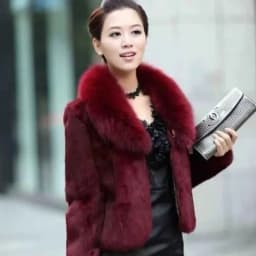 Hot Sale Women Winter Long Style 100% Real Rabbit Fur Coat with Fox Fur Collar Warm Thick Rabbit Fur Jacket Female Real Fur Coat