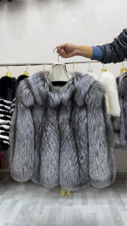 Real Natural Silver Fox Fur Coat Highend Quality Genuine Women Winter Luxury Female Jacket Long Sleeve