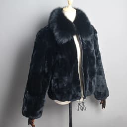 New Fashion Lady 100% Natural Rex Rabbit Fur Coat Women Winter Thick Warm Real Rex Rabbit Fur Jacket With Quality Fox Fur Collar