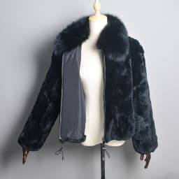 New Fashion Lady 100% Natural Rex Rabbit Fur Coat Women Winter Thick Warm Real Rex Rabbit Fur Jacket With Quality Fox Fur Collar