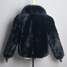 New Fashion Lady 100% Natural Rex Rabbit Fur Coat Women Winter Thick Warm Real Rex Rabbit Fur Jacket With Quality Fox Fur Collar