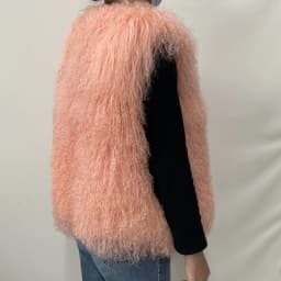 Women's Luxurious Fluffy Warm Mongolian Sheepskin Short Vest Coat Spring Autumn Sexy Wool Outerwear New Collection