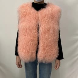 Women's Luxurious Fluffy Warm Mongolian Sheepskin Short Vest Coat Spring Autumn Sexy Wool Outerwear New Collection