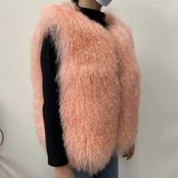 Women's Luxurious Fluffy Warm Mongolian Sheepskin Short Vest Coat Spring Autumn Sexy Wool Outerwear New Collection