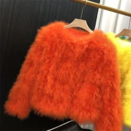 14 Colors Ostrich Feather Fur Coat Shearling Women Jackets Elegant Fashion Luxury Autumn Winter Top Clothes