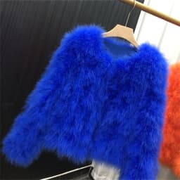 14 Colors Ostrich Feather Fur Coat Shearling Women Jackets Elegant Fashion Luxury Autumn Winter Top Clothes
