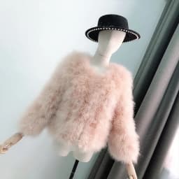 14 Colors Ostrich Feather Fur Coat Shearling Women Jackets Elegant Fashion Luxury Autumn Winter Top Clothes