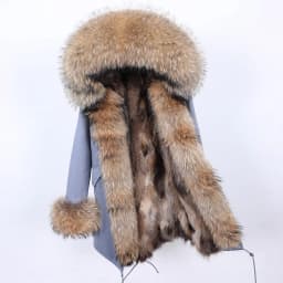 Maomaokong 2026 New Natural Fur Lining Real Fur Coat Winter Jacket Women Raccoon Fur Collar Warm Thick Parkas Female Clothing