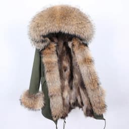 Maomaokong 2026 New Natural Fur Lining Real Fur Coat Winter Jacket Women Raccoon Fur Collar Warm Thick Parkas Female Clothing