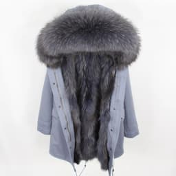 Maomaokong 2026 New Natural Fur Lining Real Fur Coat Winter Jacket Women Raccoon Fur Collar Warm Thick Parkas Female Clothing