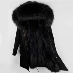 Maomaokong 2026 New Natural Fur Lining Real Fur Coat Winter Jacket Women Raccoon Fur Collar Warm Thick Parkas Female Clothing