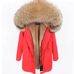 Maomaokong 2026 New Natural Fur Lining Real Fur Coat Winter Jacket Women Raccoon Fur Collar Warm Thick Parkas Female Clothing