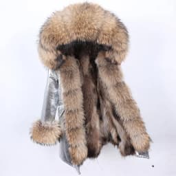 Maomaokong 2026 New Natural Fur Lining Real Fur Coat Winter Jacket Women Raccoon Fur Collar Warm Thick Parkas Female Clothing
