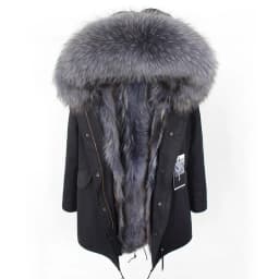 Maomaokong 2026 New Natural Fur Lining Real Fur Coat Winter Jacket Women Raccoon Fur Collar Warm Thick Parkas Female Clothing