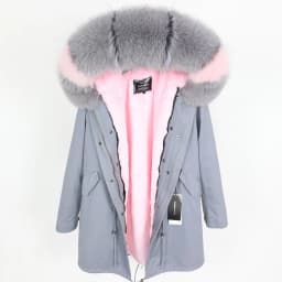 Maomaokong 2026 New Natural Fur Lining Real Fur Coat Winter Jacket Women Raccoon Fur Collar Warm Thick Parkas Female Clothing
