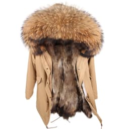 Maomaokong 2026 New Natural Fur Lining Real Fur Coat Winter Jacket Women Raccoon Fur Collar Warm Thick Parkas Female Clothing