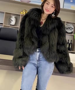 Women's Fur Real Fox Fur Coat Long Sleeve Luxury Natural Fox Cloth Turn Down Collar