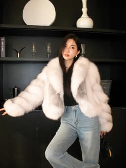 Women's Fur Real Fox Fur Coat Long Sleeve Luxury Natural Fox Cloth Turn Down Collar