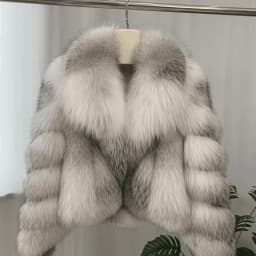 Women's Fur Real Fox Fur Coat Long Sleeve Luxury Natural Fox Cloth Turn Down Collar