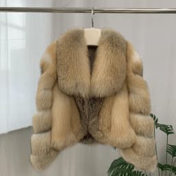 Women's Fur Real Fox Fur Coat Long Sleeve Luxury Natural Fox Cloth Turn Down Collar