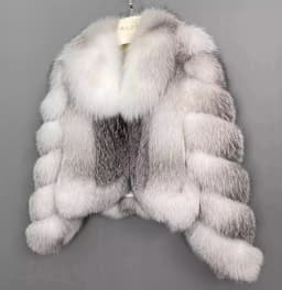 Women's Fur Real Fox Fur Coat Long Sleeve Luxury Natural Fox Cloth Turn Down Collar