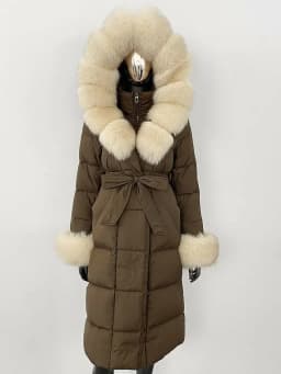 OFTBUY 2024 Long Winter Jacket Women Natural Real Raccoon Fox Fur Collar Hooded White Duck Down Coat Thick Warm Casual Outerwear