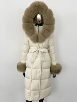 OFTBUY 2024 Long Winter Jacket Women Natural Real Raccoon Fox Fur Collar Hooded White Duck Down Coat Thick Warm Casual Outerwear