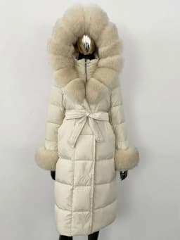 OFTBUY 2024 Long Winter Jacket Women Natural Real Raccoon Fox Fur Collar Hooded White Duck Down Coat Thick Warm Casual Outerwear