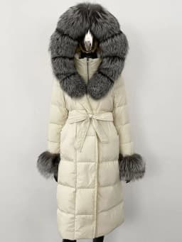 OFTBUY 2024 Long Winter Jacket Women Natural Real Raccoon Fox Fur Collar Hooded White Duck Down Coat Thick Warm Casual Outerwear