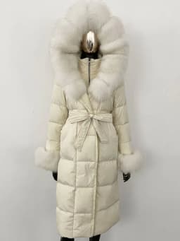 OFTBUY 2024 Long Winter Jacket Women Natural Real Raccoon Fox Fur Collar Hooded White Duck Down Coat Thick Warm Casual Outerwear