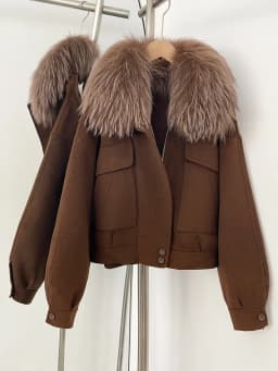 OFTBUY New Autumn Winter Real Fox Fur Top Clothes Women Short 100% Wool Coat Fahsion Natural Fur Cashmere Woolen Jacket Female