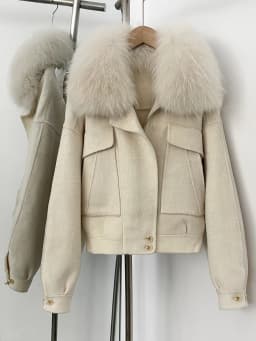 OFTBUY New Autumn Winter Real Fox Fur Top Clothes Women Short 100% Wool Coat Fahsion Natural Fur Cashmere Woolen Jacket Female
