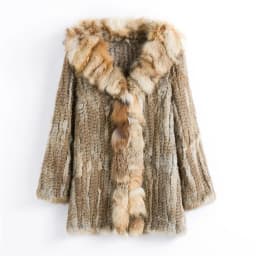 CT903 Pudi New Autumn Women Genuine Rabbit Fur Coat With Real Fox Collar Lady Casual Winter Jacket Trench